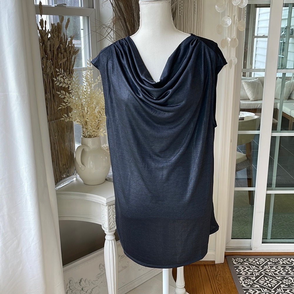 NWT metallic gray Halston tank size large
